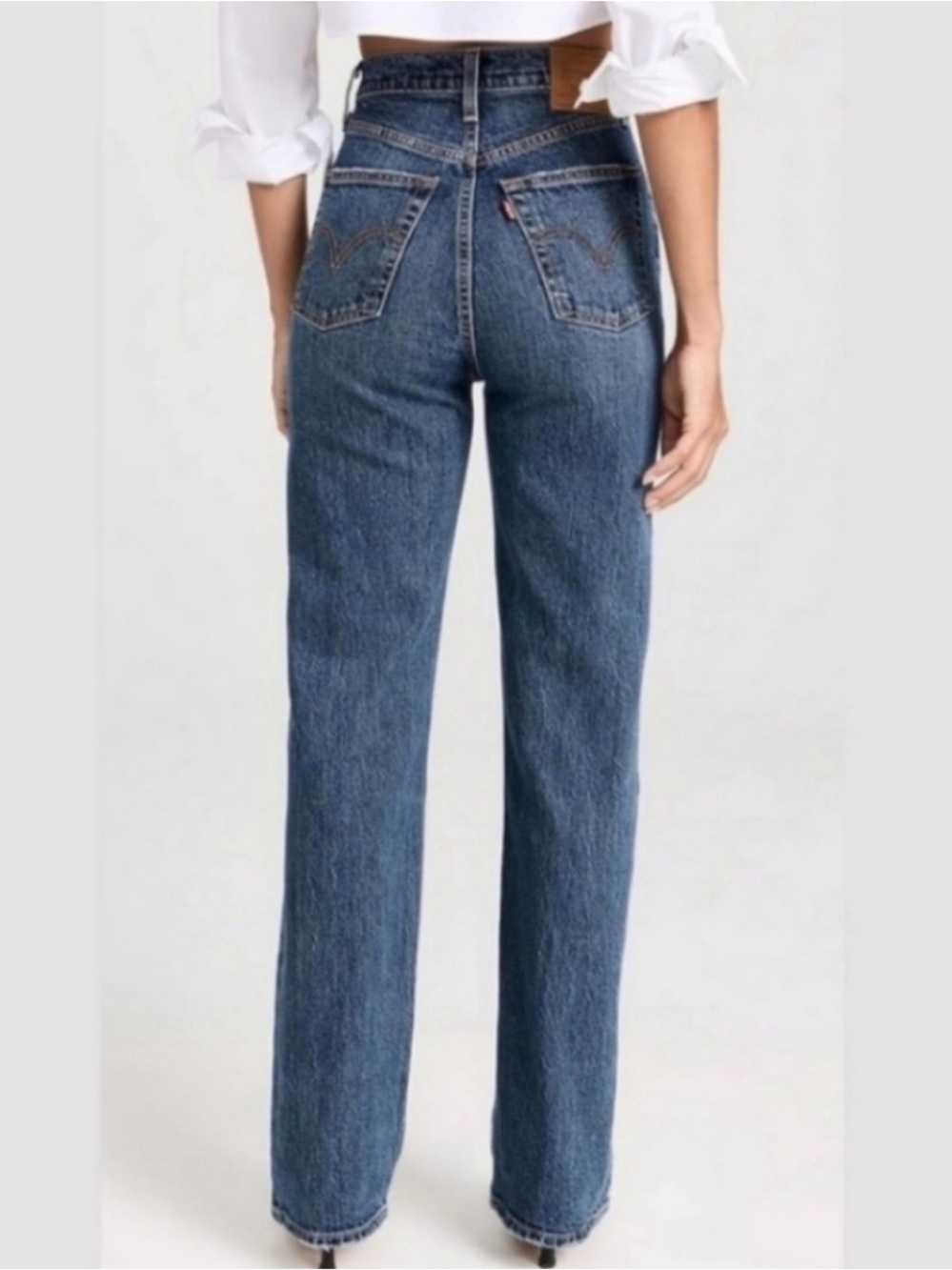 Levi's Blue High Rise Ribcage Straight Full Length Jeans - Picture 2 of 5